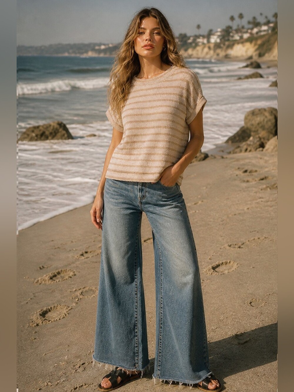 Zenana Raised Rib Striped Top - Picture 2 of 11